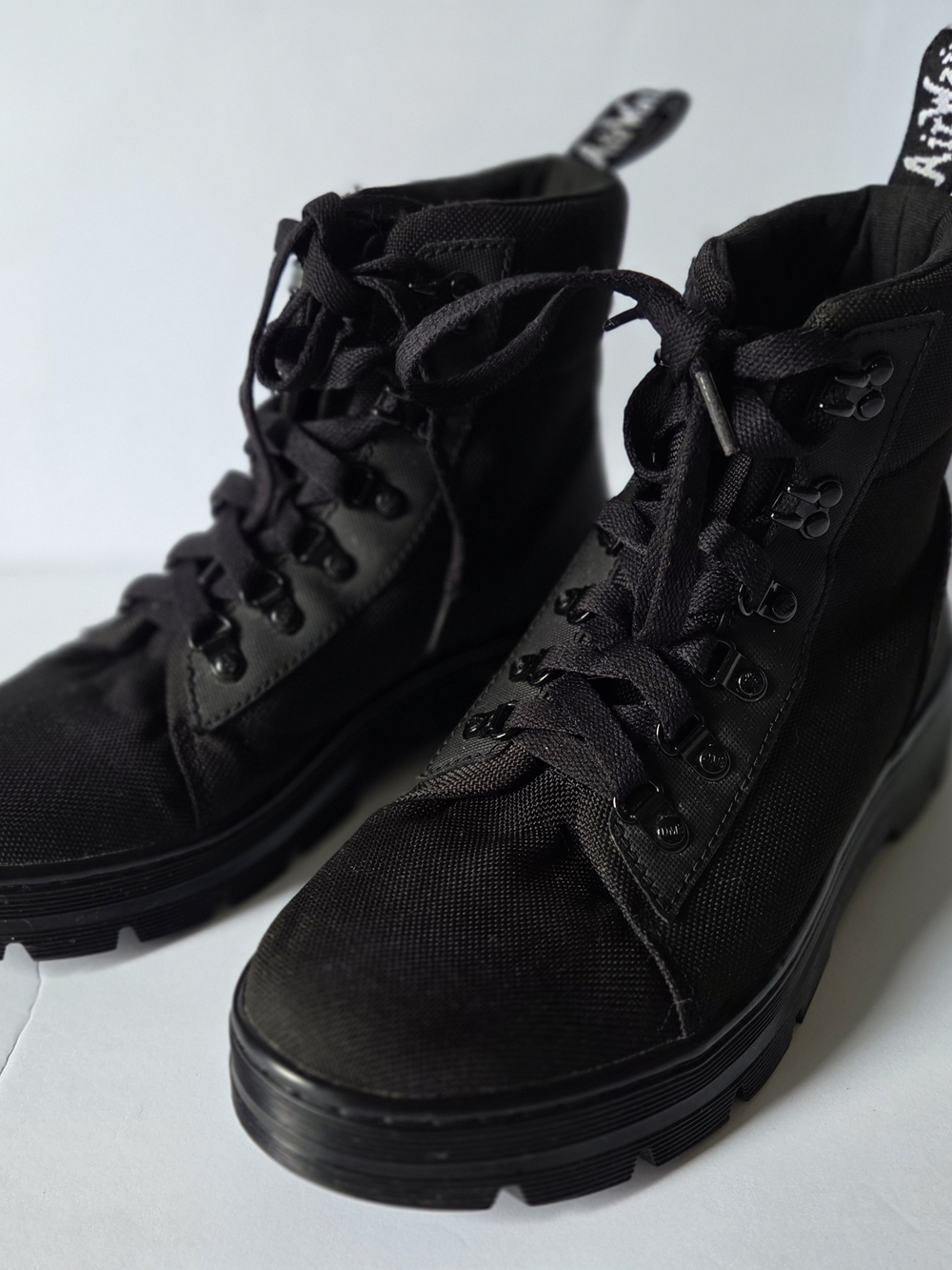 Dr. Martens Combs Poly Casual Combat Boots Black Cyber Gorpcore Grunge Size 9